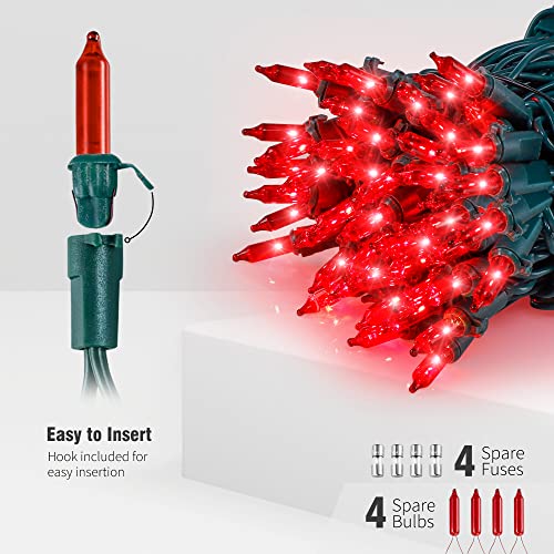 Hopolon Red Christmas Mini String Lights 2 Set 50Count 13Feet Incandescent Bulb Mini String Lights Waterproof for Indoor Outdoor Christmas Tree Garland Birthday Wedding Party Festival Decor,Red - color: Red,Green Wire, size: 2PACK, 50 count