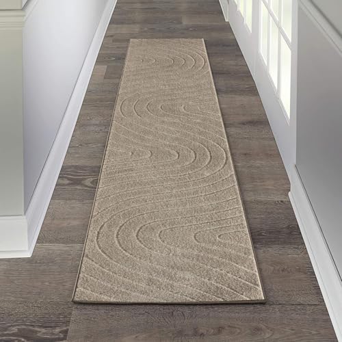 LUXE WEAVERS Modern Geometric Wave Beige 2x8 Area Rug - color: Beige, size: 2' x 8' (Runner)