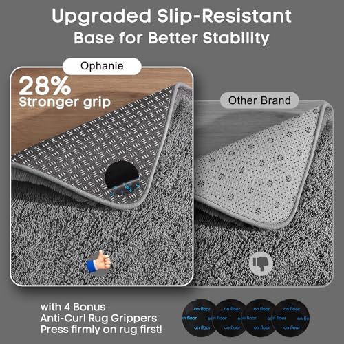 Ophanie 2x6 Washable Runner Rug for Hallway,Non-Slip Fluffy Soft Bedside Rugs, Bedroom Living Room Grey Shaggy Gray Carpet for Kids Girls Boys Dorm Nursery Home Decor Aesthetic - color: 1- Grey, size: 2' x 6' (Rectangular)
