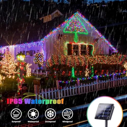 Extra-Long Solar String Lights for Outside, 4 Pack 400LED Solar Fairy Lights Outdoor Waterproof, Copper Wire with 8 Modes Solar Twinkle Lights for Tree Garden Party Patio Xmas Decor (Multicolor) - color: Multicolor, size: 4 Pack-400LED