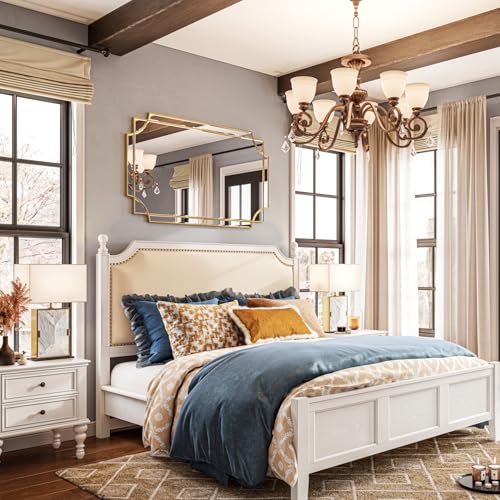 Kelly Miller 30"x48" Large Gold Mirror for Wall Decor, Modern Decorative Mirror Rectangle Wall Vanity Mirror Bevelled Full Length Mirror for Bathroom Living Room Bedroom Farmhouse Fireplace Entryway - size: 48"L x 30"W