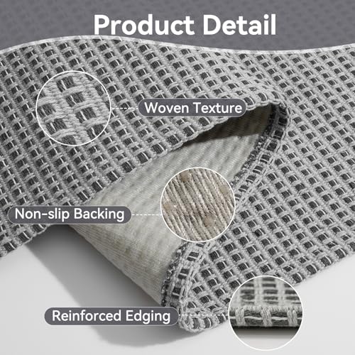 2x4 Entryway Runner Rug, Washable Runners for Kitchen, Non Slip Woven Entrance Door Mat, Stain Resistant Rugs for Hallway Living Room Bedroom Laundry Room (2'x4', Grey) - color: Grey, size: 2' x 4'