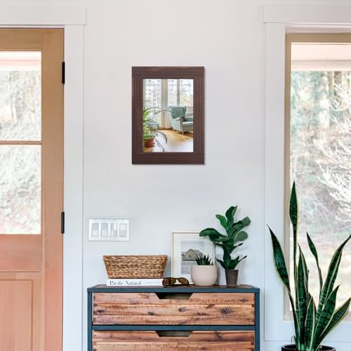 Mirrors for Wall Rustic Wooden Frame Rectangle Mirror Vintage Hanging Mirror for Bedroom Bathroom Living Room Farmhouse Wall Decor Brown Small 16" x 12 " - color: Tanned, size: 16"L x 12"W