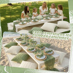 Beeveer 91 x 71 Extra Large Outdoor Boho Picnic Blanket with Sage Green Table Runner, 6 Throw Pillow Covers 6 Napkins Woven Cotton Yarn Oversize Beach Blanket Washable Picnic Camp Wedding - color: Sage Green