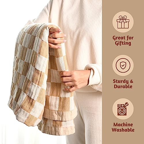 Folkulture Throw Blanket for Couch 50" x 60" |Cotton, Lightweight & Breathable Summer Blanket for Chair, Couch, Bed |Yellow Comfort Throw Blankets for Living Room, Summer Must Haves, Graduation Gifts - color: Biscuit