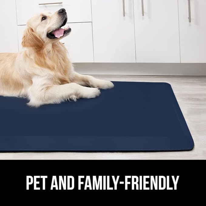 GORILLA GRIP Comfortable Cushioned Kitchen Mats for Floor, Waterproof and Stain Resistant Soft Top, 3/4 Inch Thick Ergonomic Standing Desk Anti Fatigue Mat, Foam Supports Ankles and Feet, 17x24, Navy