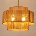 24.2 inch Boho Rattan Chandeliers for Dining Room, 4-Light Large Boho Pendant Light Rustic Drum Chandelier Farmhouse Rattan Light Fixtures for Kitchen Island Foyer Bedroom (Gold), 70.8"H Max