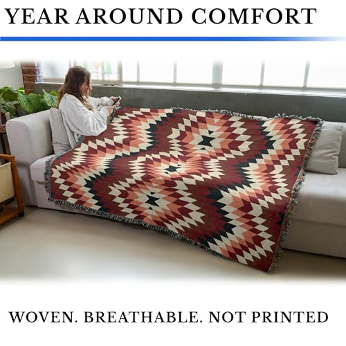Pure Country Weavers Sandy Fires - Western Tapestry Throw Blanket Woven from Cotton - Made in The USA (72x54) - color: Sandy Fires