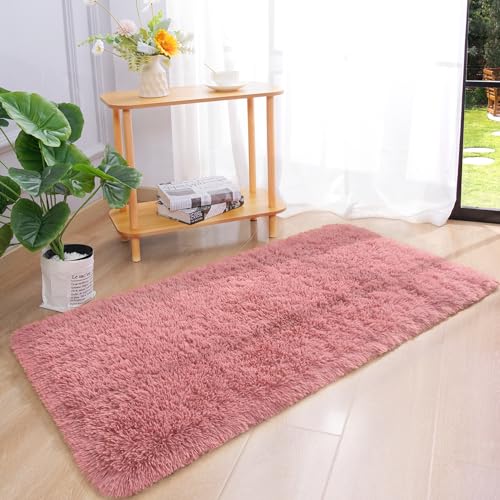 Chicrug Soft Runner Rug for Bedroom Living Room Plush Fluffy Rug 2x4 Feet, Shag Furry Runner Carpet Non Shedding for Nursery Children Kids Girls Room Home Decorative, Blush - color: Blush, size: 2' x 4' (Runner)