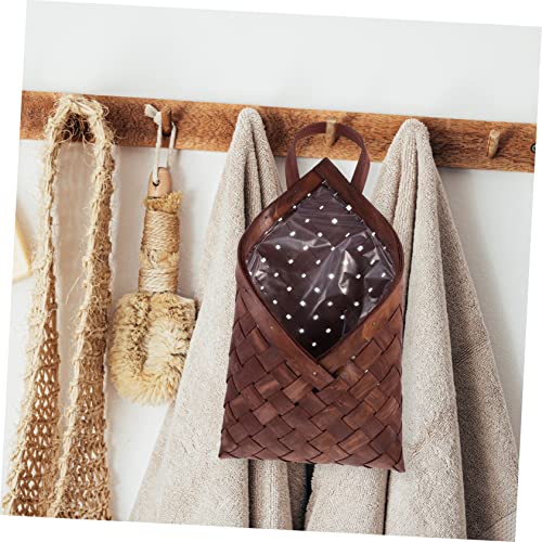 Luxshiny Vintage Wood Woven Wall Basket Hanging Storage Holder for Flowers and Sundries Multifunctional Home Decor Organizer for Doors Walls and Living Spaces