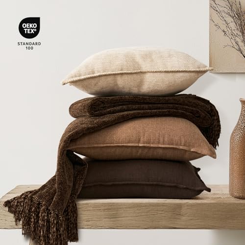 EverGrace Soft Chenille Throw Blanket for Couch, Cozy Plush Fuzzy Decorative Chenille Knit Throw Blanket with Tassels, Lightweight Blanket and Throws for Bed Sofa Gift Home Decor, Dark Brown 50"x60" - color: Dark Brown, size: 50"x60"