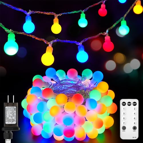Minetom Multicolor Globe String Lights, 33 Feet 100 Led Fairy Lights Plug in, 8 Modes with Remote Mini Globe Lights for Indoor Outdoor Bedroom Party Wedding Garden Christmas Tree Decor, Multicolor - color: Multicolor, size: 100LED