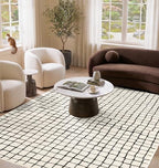 Abani Neutral Collection Cream Area Rug 8' x 10' for Living Room, Dining Room, Family Room - Modern Design - Durable & Easy to Clean - color: Squares, size: 8' x 10' (Rectangular)
