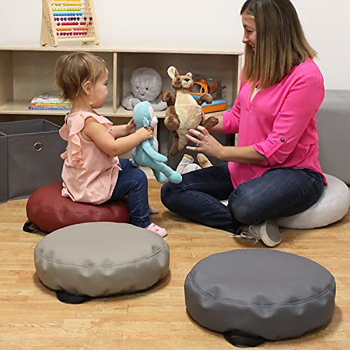 FDP SoftScape 15 inch Round Bean Floor Cushions with Handles for Kids, Teens, Adults Flexible Seating for Home, Daycare, Preschool, Classroom, Yoga and Meditation, 4 inch Height (4-Piece) - Vintage - color: Vintage