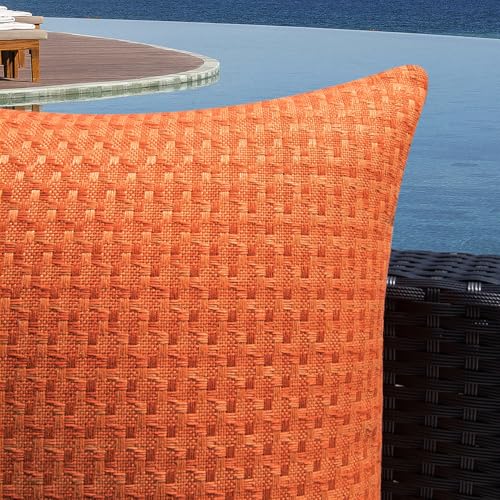 Kevin Textile Fall Outdoor Waterproof Throw Pillow Covers Pack of 2 Farmhouse Decorative Cushion Covers for Garden Patio Tent Balcony Bench Couch Sofa 16x16 Inch, Burnt Orange - color: Burnt Orange, size: 16" x 16" (Pack of 2)
