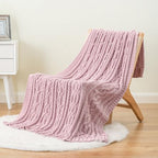 Battilo Pink Throw Blanket for Couch, Cable Knit Blanket, Soft Chenille Throw Blanket, Cozy Warm Blankets for Girls Daughter Women Gifts for Mom, 51"x67", Blush - color: Blush