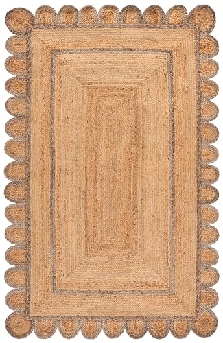 SAFAVIEH Area Rug 6x9 - Natural Fiber Collection - Natural & Grey, Handmade Jute, Ideal for Living Room, Bedroom, Dining Space (NFB125F) - color: Natural/Grey, size: 6' x 9' (Rectangular)