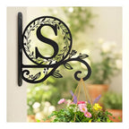 Metal Initial Letter S Plant Hanger Bracket, Decorative Wall Mount Hanging Plant Hook, Monogram Floral Leaf Garden Decor for Hanging Baskets, Bird Feeders, Lanterns, Wind Chimes - style: S