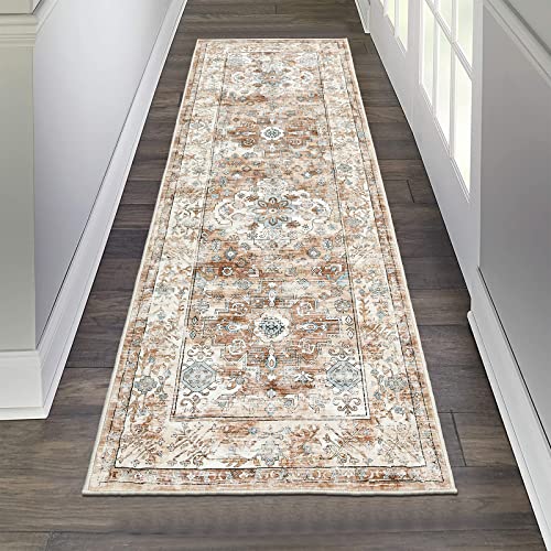 Pauwer Boho Hallway Runner Rug 2x6 Washable Entryway Area Rugs Non Slip Farmhouse Vintage Floor Mat Carpet Runner for Hallways Laundry Room Kitchen Bathroom Bedroom - color: Vintage Cream Tan, size: 2' x 6' (Runner)