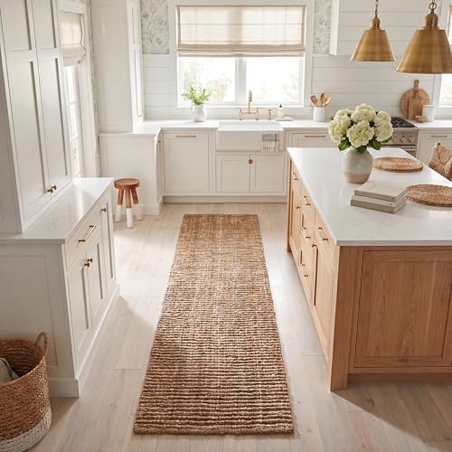 SAFAVIEH Natural Fiber Collection Runner Rug - 2'6" x 8', Natural Brown, Handmade Jute, Farmhouse Style, Chunky Textured Thick Pile (NF447A) - color: Natural, size: 2'6" x 8' (Runner)