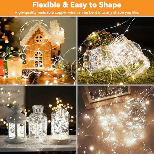 Twinkle Fairy Lights 8 Modes with Remote and Timer 33ft 100LED USB Plug in String Lights Waterproof String Lights for Bedroom Indoor Wreath Party Wedding Christmas Decoration, White - color: White, size: 1 Pack