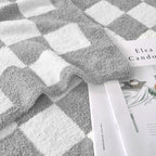 Checkered Throw Blanket, Light Grey Soft Cozy Fluffy Knitted Throw Blankets for Couch, Sofa, Bed, Chair, Warm Fuzzy Travel Picnic Lightweight Plaid Blanket, 60x80 inches - color: Light Grey, size: 60×80 Inch