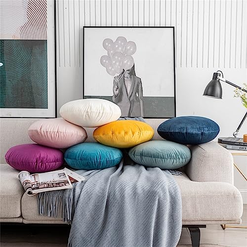 Round Throw Pillow, 18” Super Soft Round Decorative Pillows Sofa Chair Cushion Floor Pillows for Couch Office Living Bedroom (Green) - color: Green