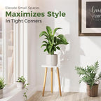 Leaf&lull Tall Plant Stand Indoor Small Plant Table for Large Plants Wooden Plant Stool Plant Holder for Living Room Bedroom Balcony White - color: white tall