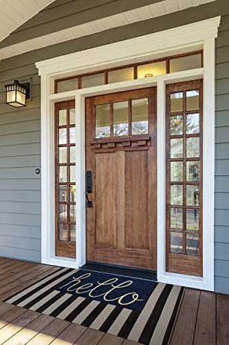 DII Hello Coir Fiber Doormat Non-Slip Durable Outdoor/Indoor, Pet Friendly, 18x30, Navy - color: Navy