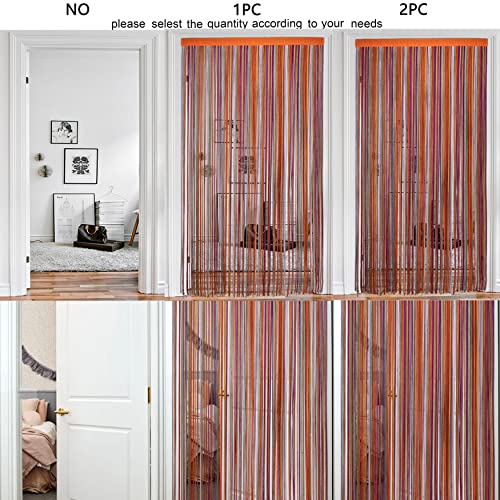 HSYLYM Spaghetti String Curtains for Doorways Privacy Door Frame Tassel Hippy Wall Kitchen Hallway Boho Fringe Curtain Hanging Door Room Dividers Decor 1 Panel（39×110in/100×280cm,Multicolor） - color: Multi Color, size: 39"W x 110"L (Pack of 1)