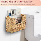 Hanging Magazine Basket, Woven Wall Magazine Holder Organizer with Handle for Mail, Files, Books - Water Hyacinth Farmhouse Storage Rack for Bathroom, Kitchen, Office