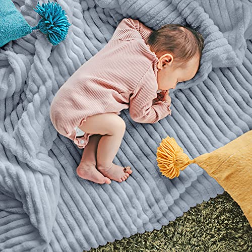 DISSA Fleece Blanket Queen Size – 90x90, Grey – Soft, Plush, Fluffy, Fuzzy, Warm, Cozy – Perfect Throw for Couch, Bed, Sofa - with Pompom Fringe - Flannel Blanket - color: Grey, size: 90x90"