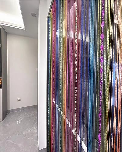 ave split 100cmX200cm Decorative Door String Curtain Beads Wall Panel Fringe Window Room Divider Blind for Wedding Coffee House Parts Door Divider Beads Tassel Screen Decoration (Colorfull 25) - color: Colorfull 25