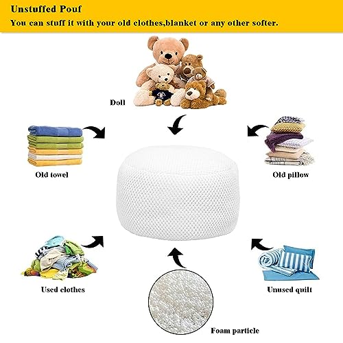 Asuprui Pouf Ottoman Unstuffed Ottoman Foot Rest No Filler Floor Pouf Soft Foot Stool 20x20x12 Inches Fuzzy Chair Floor Chair with Storage for Living Room Bedroom White - color: White