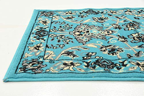 Unique Loom Sialk Hill Collection Area Rug - Washington (2' 2" x 8' 2" Runner Turquoise/Black) - color: Turquoise/Black, size: 2'2" x 8'2" (Runner)