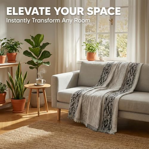 amorus Bohemian Throw Blanket Chenille Jacquard Tassels Cover, 63"*71",NO.4 | Boho Style blankets, modern Geometric, warm & cozy. For couch, bed, outdoor, car - color: Pattern 4, size: 63x71 in