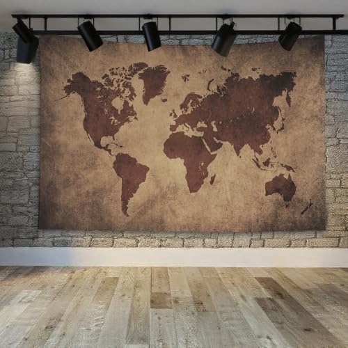 CAPSCEOLL World Map Wall Hanging, Black & Brown, 60X50 Inches - Perfect for College Dorm Room Decorations - color: Brown Black, size: 60"L x 50"W