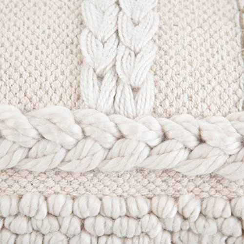 SIMPLIHOME Sommer Square Pouf - 18 inch Wide Upholstered Handloom Woven Cotton Ottoman in Natural, Boho-Style Footstool, Extra Seating or Accent Piece for Living Room or Bedroom, Assembled - color: Natural, style: Cotton Pouf