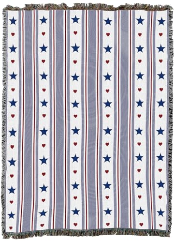 Pure Country Weavers Stars and Stripes - Americana Gift Tapestry Throw Blanket Woven from Cotton - Made in The USA (72x54) - color: Stars and Stripes, size: 72x54