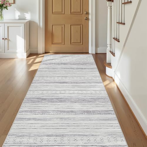 Tortania Area Rug 2x6 Runner Rugs - Washable Soft Neutral Boho Moroccan Farmhouse Rug Indoor Floor Carpet for Living Room Bedroom Kitchen Entryway Under Dining Table Home Office Decor - Grey - color: Grey, size: 2' x 6' (Runner)