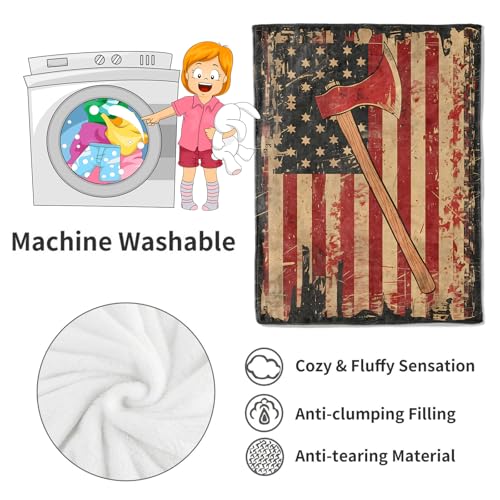 Vintage American Flag Blanket Firefighter Patriotic Throw Blankets,Birthday Gifts for Women Men,Lightweight Soft Fleece,History Lovers,Sofa Couch Bed Room Modern Rustic Decor 40x50in - color: American Flag, size: 40x50in