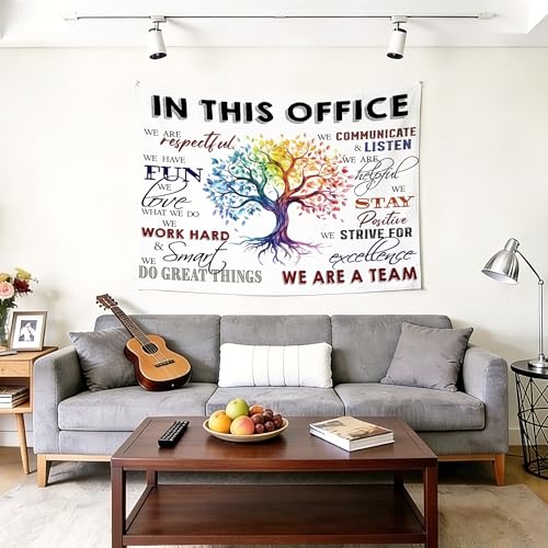 gsgfdshf Inspirational Office Wall Tapestry, in This Office We Are a Team Positive Motivational Tapestry Wall Hanging for Bedroom Home Workplace Decor, 50x60 Inch - color: Landscape Text-Tapestry-F