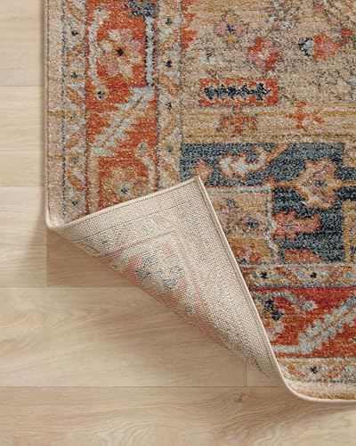 Loloi Jocelyn Collection JOC-01 Sand/Multi 6'-7" x 9'-7" .38" Thick Area Rug - color: Sand / Multi, size: 6'7" x 9'7" (Rectangular)