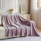 NEWCOSPLAY Super Soft Twin Blanket Light Purple Premium Silky Flannel Fleece Leaves Pattern Lightweight Bed Blanket All Season Use (Light Purple, Twin(60"x80")) - color: Light Purple, size: Twin(60"x80")