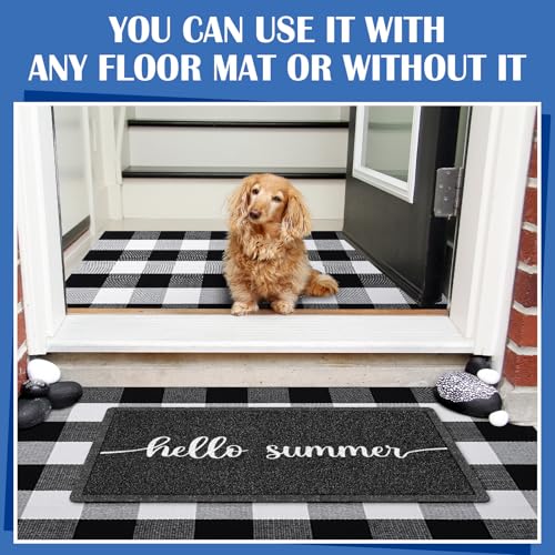 Geelin 2 Pcs 30'' x 18'' Doormat 43'' x 27.5'' Black and White Layered Rug for Front Door Mat Outside Entrance Welcome Door Mats for Indoor Outdoor Entryway Porch Decor(Hello Summer) - style: Hello Summer