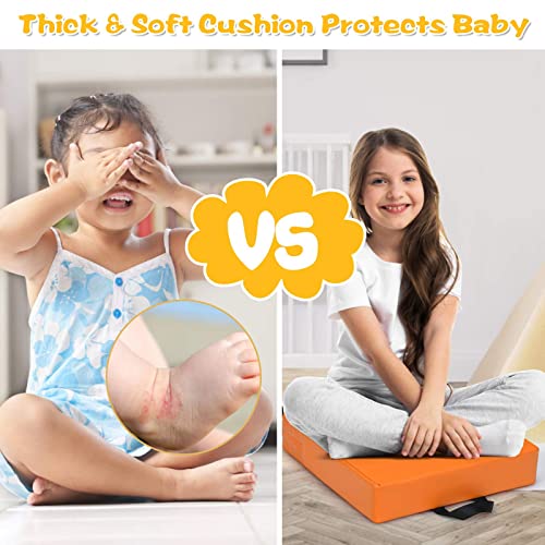 Costzon 6-Piece 15 inch Floor Cushions for Kids, 3" Thick Waterproof Daycare Soft Flexible Seating with Handle for Classroom, Home, Nursery, Portable Deluxe Foam Seating for Preschool, Kindergarten - color: Assorted, size: 15'' x 15'' x 3'' (Square)