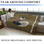 Pure Country Weavers English Foxhound Dog Personalized Woven Blanket Sand by Robert May - Gift Cotton Tapestry Throw - Made in The USA - 72" x 54" - color: Sand, size: 72" x 54" - Custom