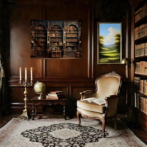 QGHOT Medieval Tapestry Vintage Bookshelf Tapestry Wall Hanging Library Backdrop Bookcase Books Room Wall Covering Victorian Wall Art for Bedroom Extra Large Living Room Decor 39.4" x 31.5" - color: G, size: 31.5"L x 39.4"W