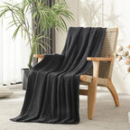 JOOJA Knitted Dark Grey Black Throw Twin Size Blanket Polyester Soft Fleece Blanket for Couch Bed Sofa 60x80 Inches Charcoal Gray - color: Charcoal Grey, size: 60x80
