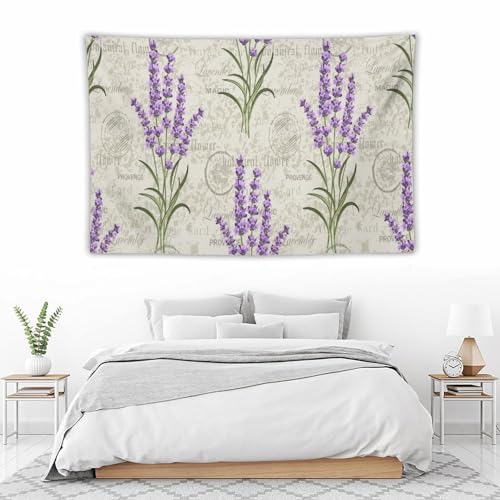 Kurtect Lavender Tapestry,Rustic Vintage Farmhouse Floral Romantic Purple Theme Print Tapestries for Living Room Party Beach Picnic Blankets Tablecloths Wall Decor, 40x60 in - color: Flower-5, size: 60"L x 40"W